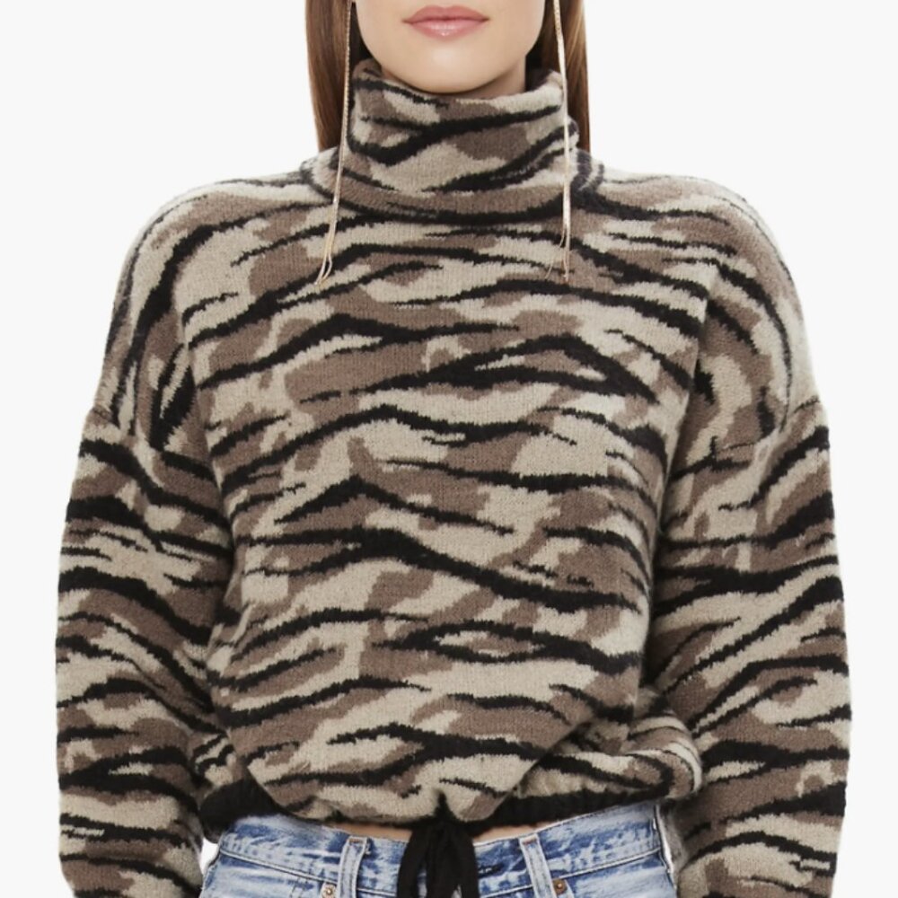 AFRM Zebra Camo Print Turtleneck Sweater / Sz XL